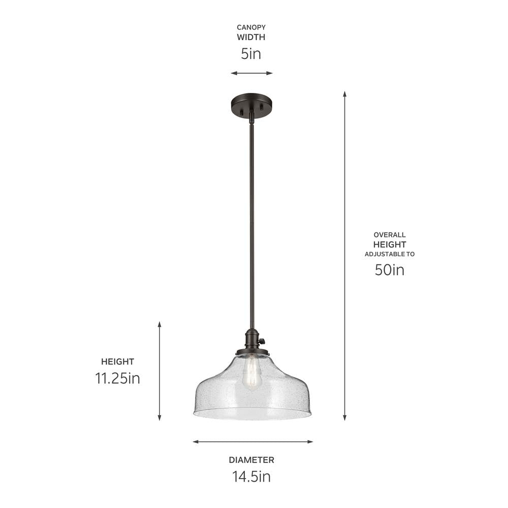 Kichler Lighting Avery 11.25'' 1-light Bell Pendant With Clear Seeded Glass In Black