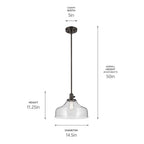 Kichler Lighting Avery 11.25'' 1-light Bell Pendant With Clear Seeded Glass In Black
