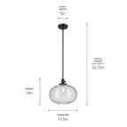 Kichler Lighting 43911BK Black Avery 14'' 1-light Globe Pendant With Clear Seeded Glass In Black Image 2