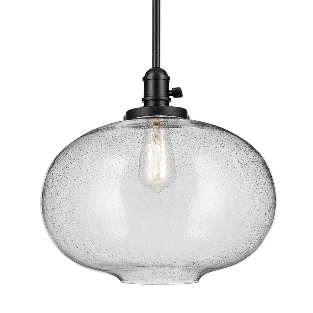 Kichler Lighting 43911BK Black Avery 14'' 1-light Globe Pendant With Clear Seeded Glass In Black Image 3