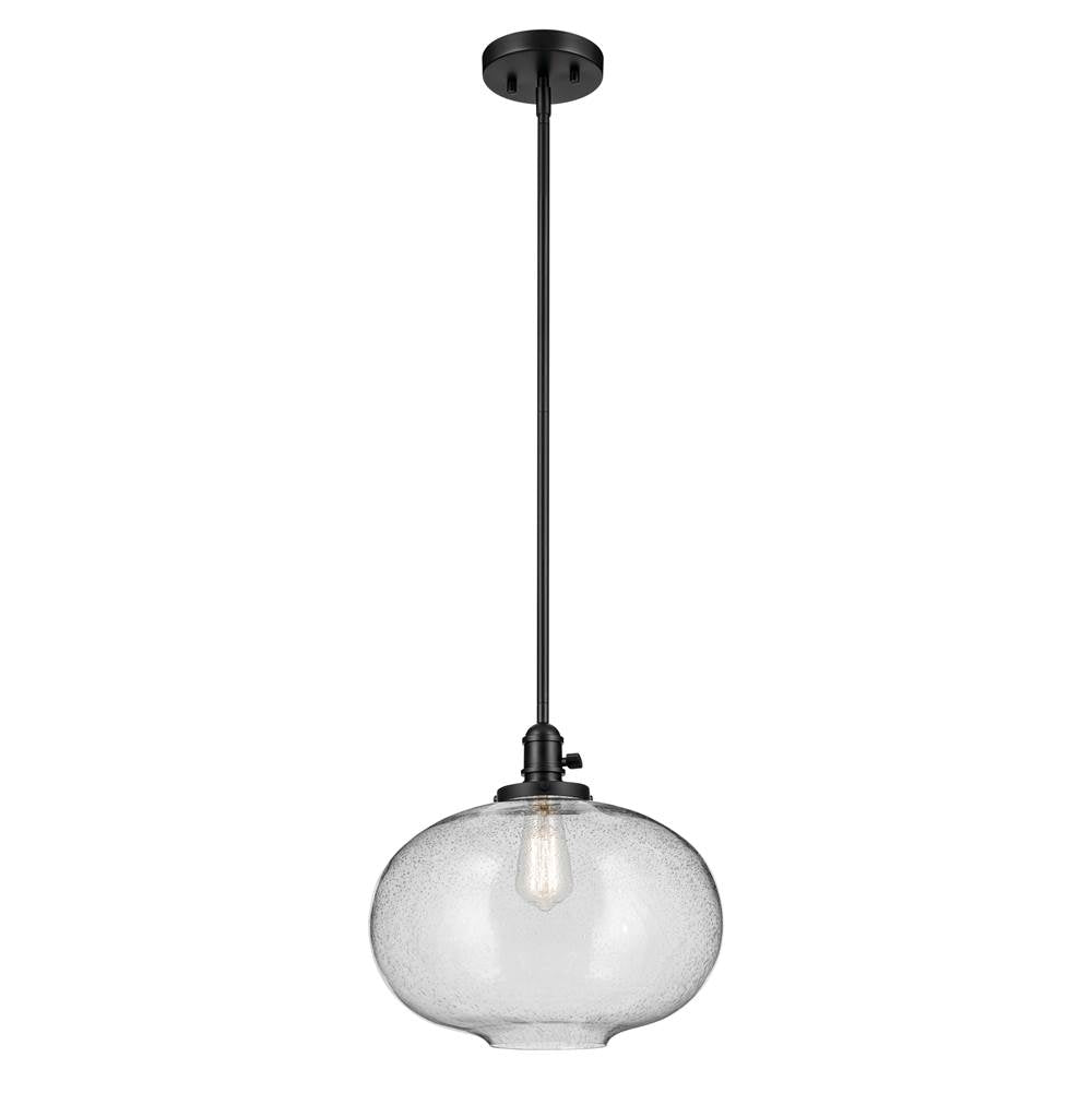 Kichler Lighting 43911BK Black Avery 14'' 1-light Globe Pendant With Clear Seeded Glass In Black Image 1