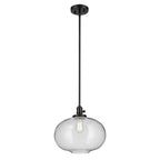 Kichler Lighting 43911BK Black Avery 14'' 1-light Globe Pendant With Clear Seeded Glass In Black Image 1