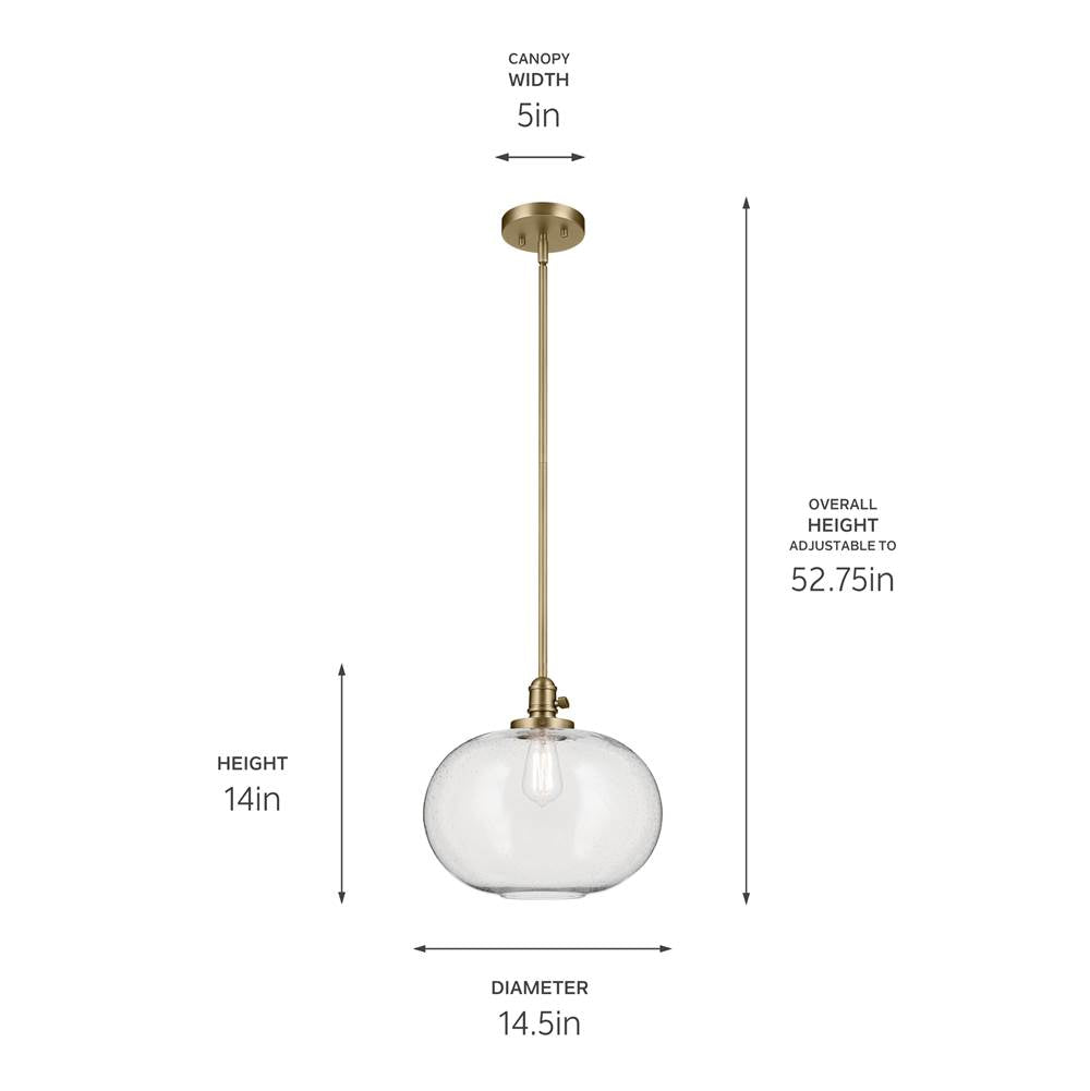 Kichler Lighting Avery 14'' 1-light Globe Pendant With Clear Seeded Glass In Black