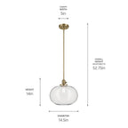 Kichler Lighting Avery 14'' 1-light Globe Pendant With Clear Seeded Glass In Black