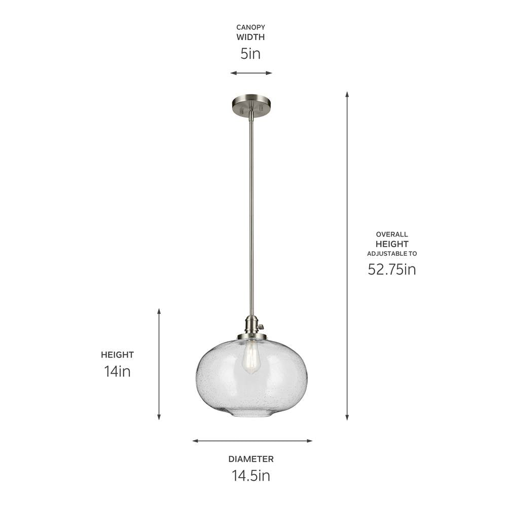 Kichler Lighting Avery 14'' 1-light Globe Pendant With Clear Seeded Glass In Black