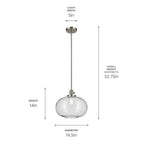Kichler Lighting Avery 14'' 1-light Globe Pendant With Clear Seeded Glass In Black