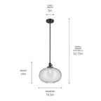 Kichler Lighting 43911OZ Olde Bronze Avery 14'' 1-light Globe Pendant With Clear Seeded Glass In Olde Bronze Image 2