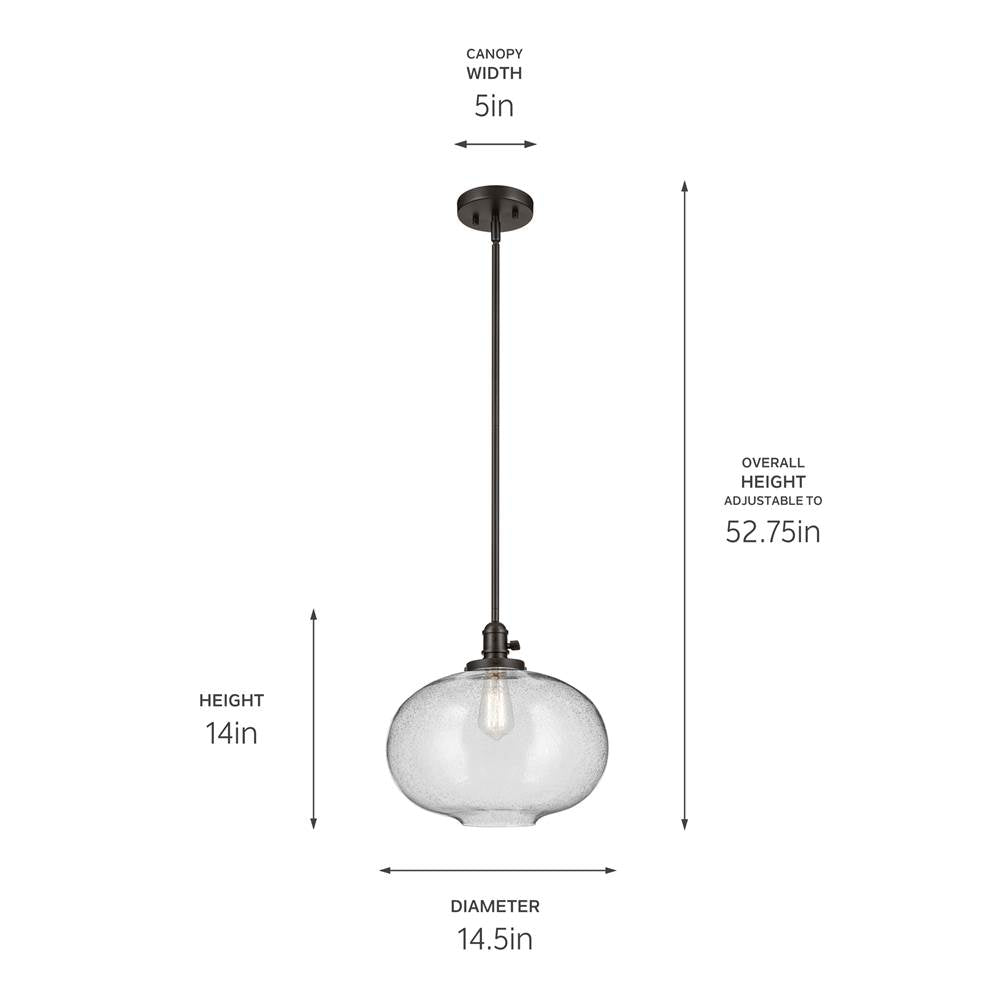 Kichler Lighting 43911OZ Olde Bronze Avery 14'' 1-light Globe Pendant With Clear Seeded Glass In Olde Bronze Image 2