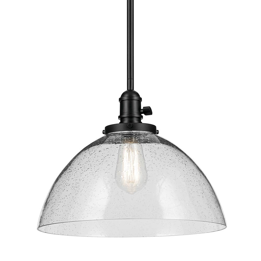 Kichler Lighting 43912BK Black Avery 11'' 1-light Dome Pendant With Clear Seeded Glass In Black Image 3