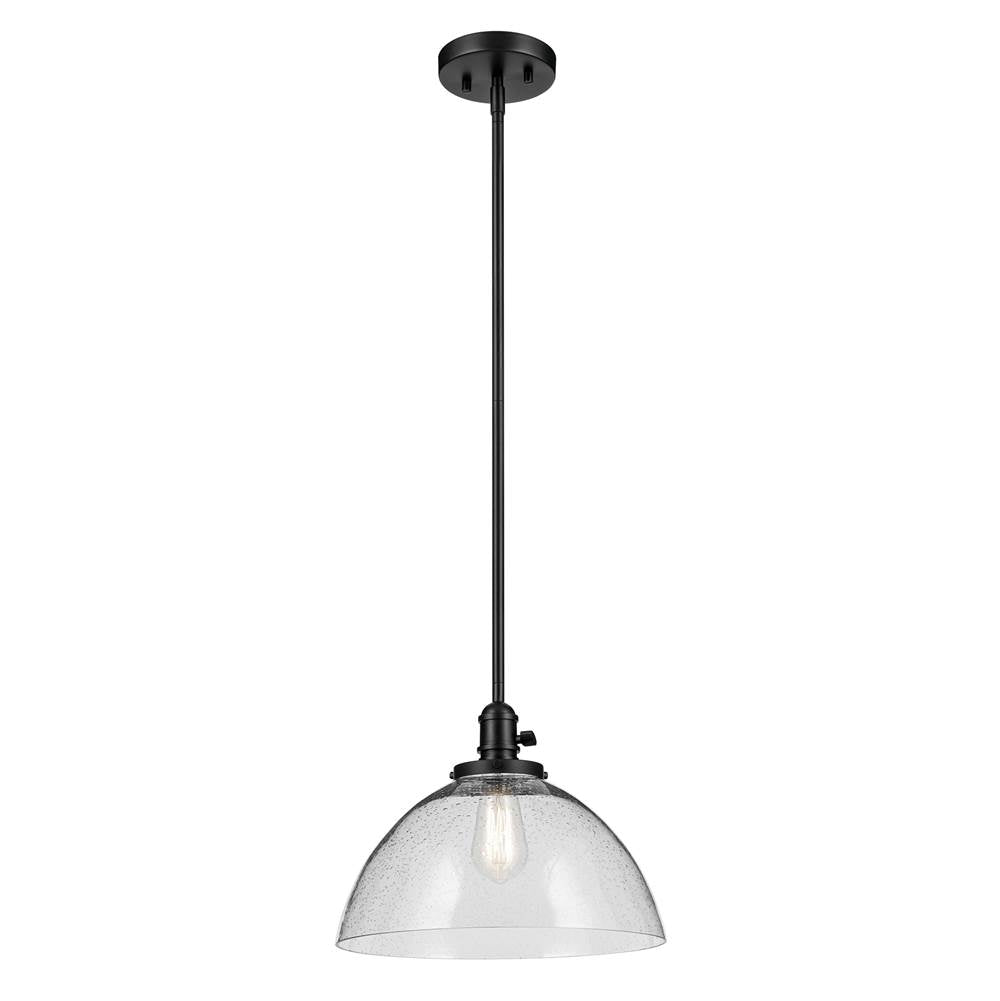 Kichler Lighting 43912BK Black Avery 11'' 1-light Dome Pendant With Clear Seeded Glass In Black Image 1