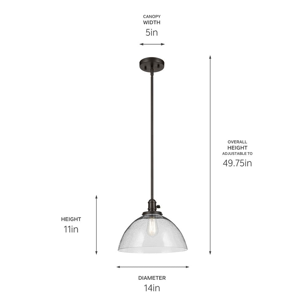 Kichler Lighting 43912OZ Olde Bronze Avery 11'' 1-light Dome Pendant With Clear Seeded Glass In Olde Bronze Image 2