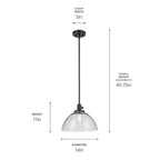 Kichler Lighting 43912OZ Olde Bronze Avery 11'' 1-light Dome Pendant With Clear Seeded Glass In Olde Bronze Image 2