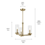 Kichler Lighting 43997NBR Natural Brass Crosby 14'' 3-light Convertible Semi Flush With Clear Glass In Natural Brass Image 2