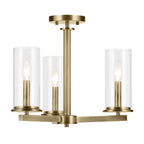 Kichler Lighting 43997NBR Natural Brass Crosby 14'' 3-light Convertible Semi Flush With Clear Glass In Natural Brass Image 5