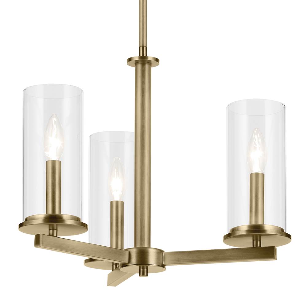 Kichler Lighting 43997NBR Natural Brass Crosby 14'' 3-light Convertible Semi Flush With Clear Glass In Natural Brass Image 3