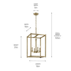Kichler Lighting 43998NBR Natural Brass Crosby 31'' 4-light Foyer Pendant With Clear Glass In Natural Brass Image 2