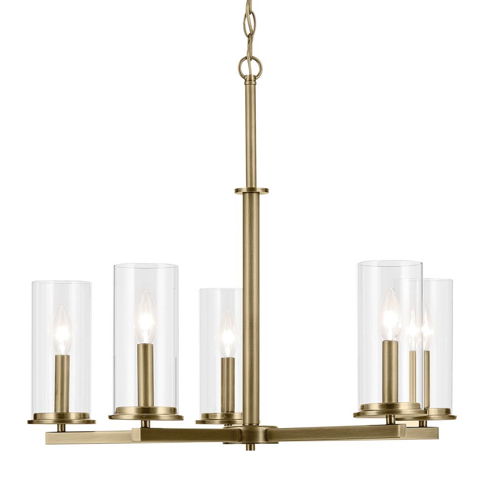 Kichler Lighting 43999NBR Natural Brass Crosby 22.5'' 5-light Chandelier With Clear Glass In Natural Brass Image 3