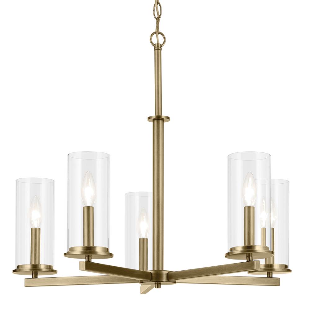 Kichler Lighting 43999NBR Natural Brass Crosby 22.5'' 5-light Chandelier With Clear Glass In Natural Brass Image 4