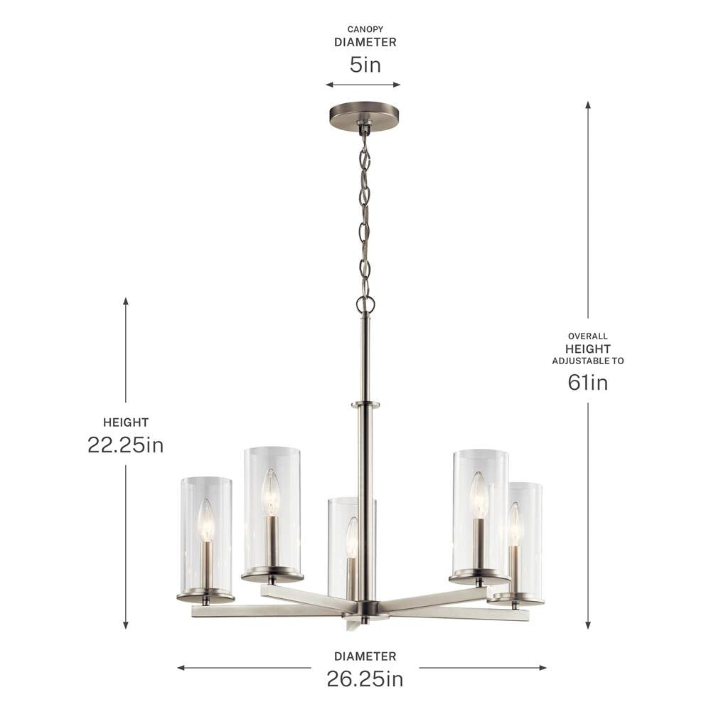 Kichler Lighting 43999NI Brushed Nickel Chandelier 5lt Image 3