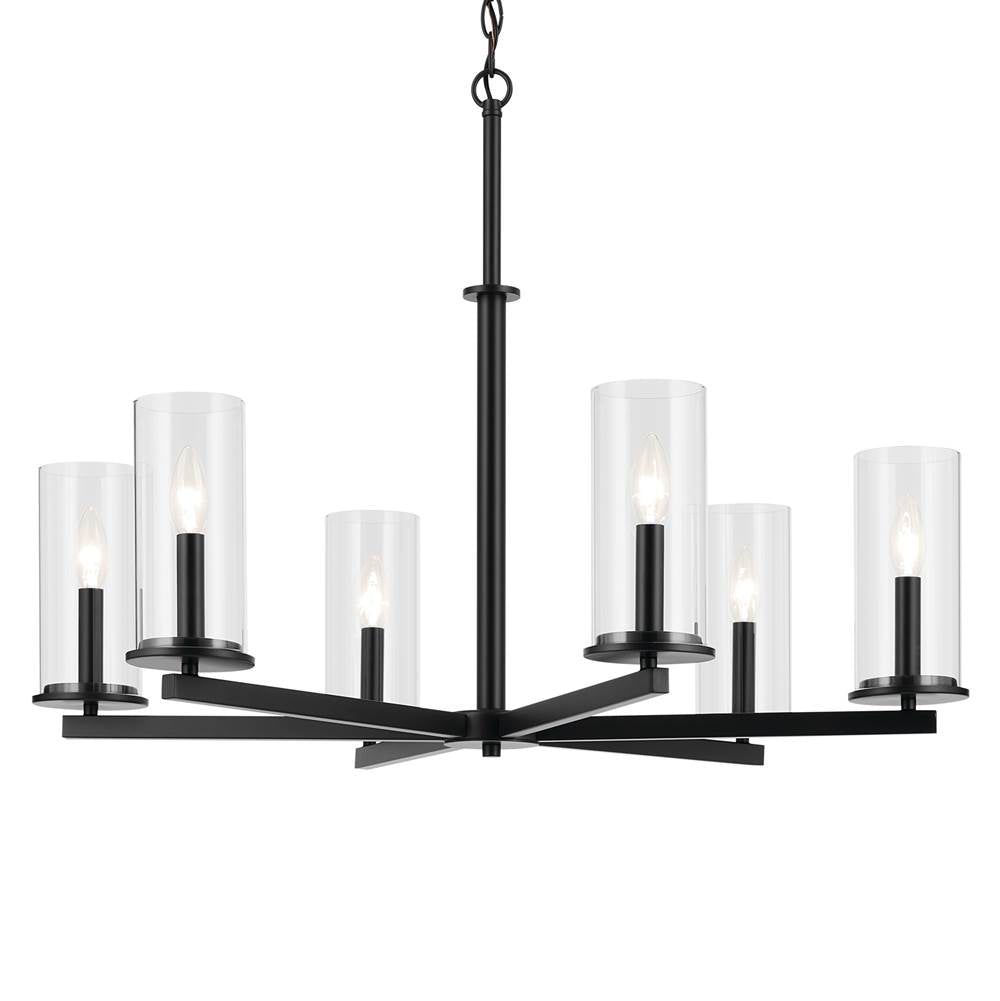 Kichler Lighting 44013BK Black Crosby 21.75'' 6-light Chandelier With Clear Glass In Black Image 4