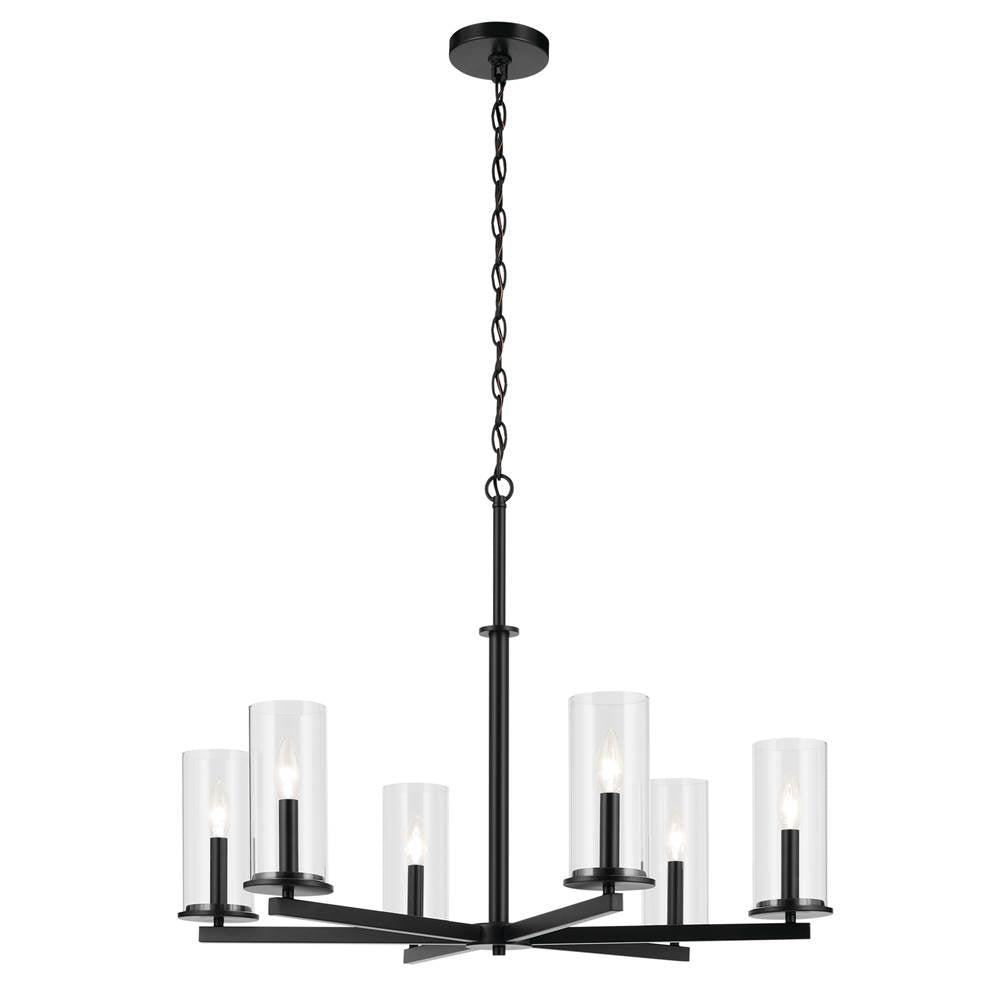 Kichler Lighting 44013BK Black Crosby 21.75'' 6-light Chandelier With Clear Glass In Black Image 1