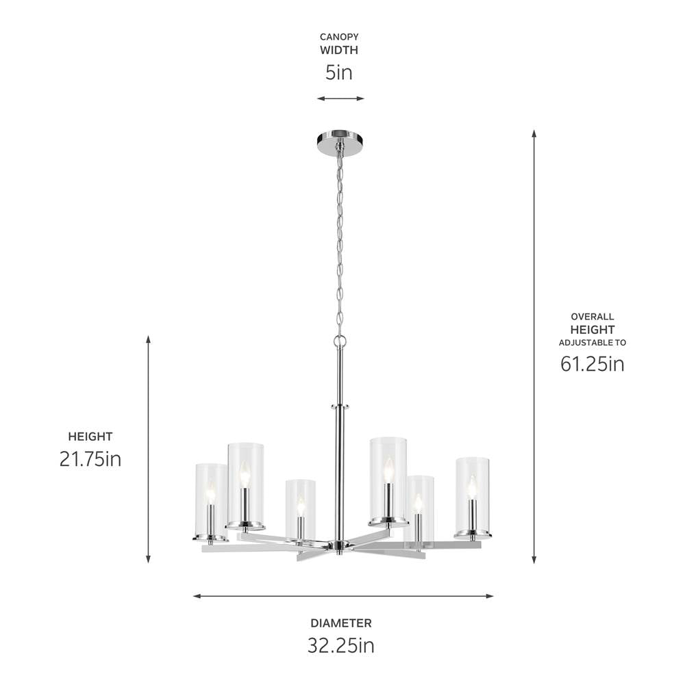 Kichler Lighting Crosby 21.75'' 6-light Chandelier With Clear Glass In Black