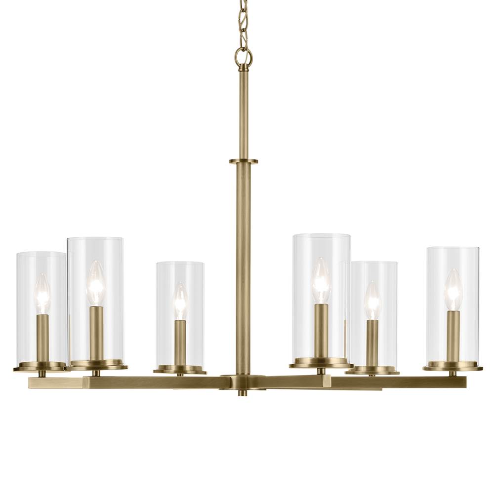 Kichler Lighting 44013NBR Natural Brass Crosby 21.5'' 6-light Chandelier With Clear Glass In Natural Brass Image 3