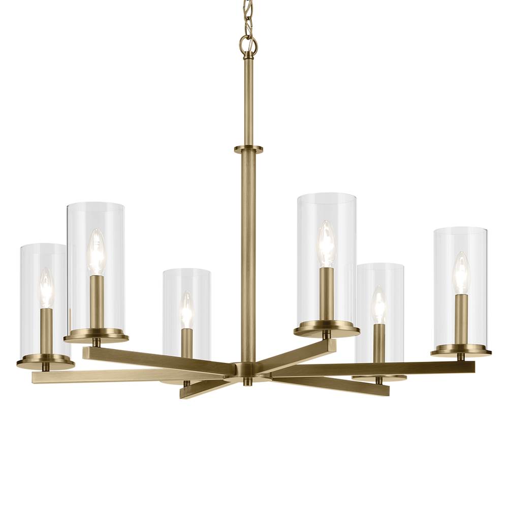 Kichler Lighting 44013NBR Natural Brass Crosby 21.5'' 6-light Chandelier With Clear Glass In Natural Brass Image 4