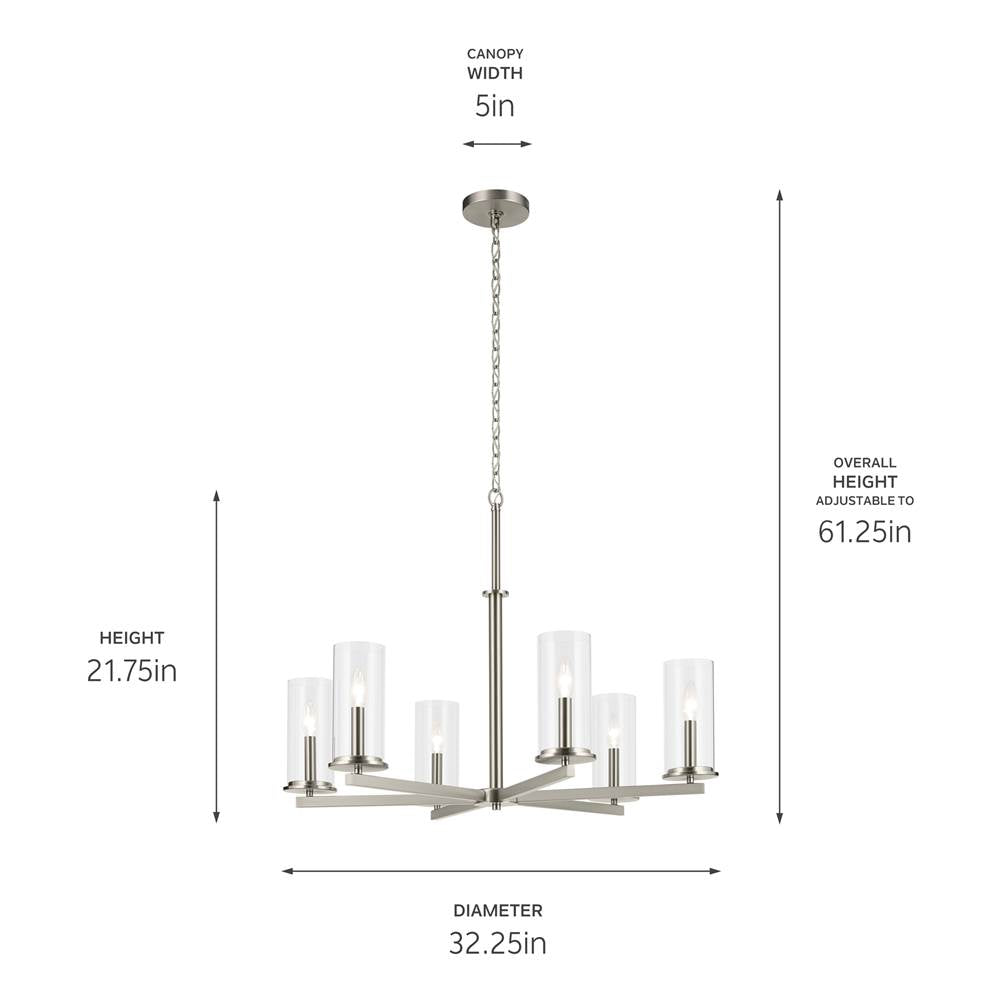 Kichler Lighting Crosby 21.75'' 6-light Chandelier With Clear Glass In Black
