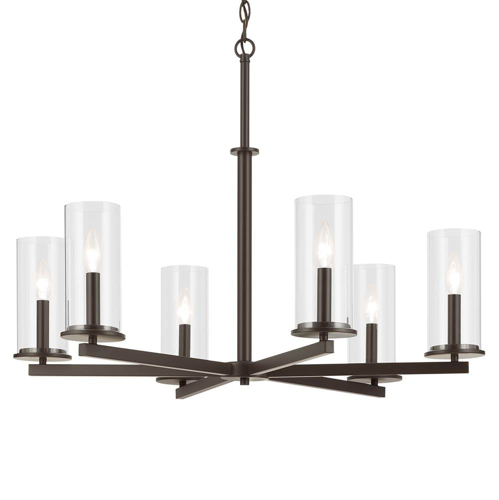 Kichler Lighting 44013OZ Olde Bronze Crosby 21.75'' 6-light Chandelier With Clear Glass In Olde Bronze Image 4