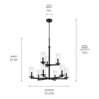 Kichler Lighting Crosby 32.5'' 9-light 2-tier Chandelier With Clear Glass In Black