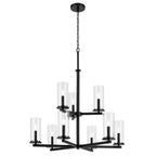 Kichler Lighting 44014BK Black Crosby 32.5'' 9-light 2-tier Chandelier With Clear Glass In Black Image 1