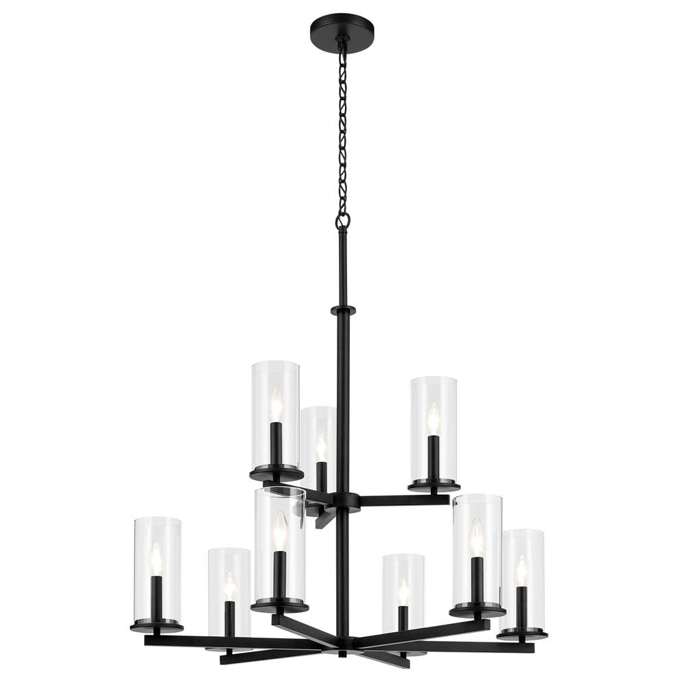 Kichler Lighting 44014BK Black Crosby 32.5'' 9-light 2-tier Chandelier With Clear Glass In Black Image 1
