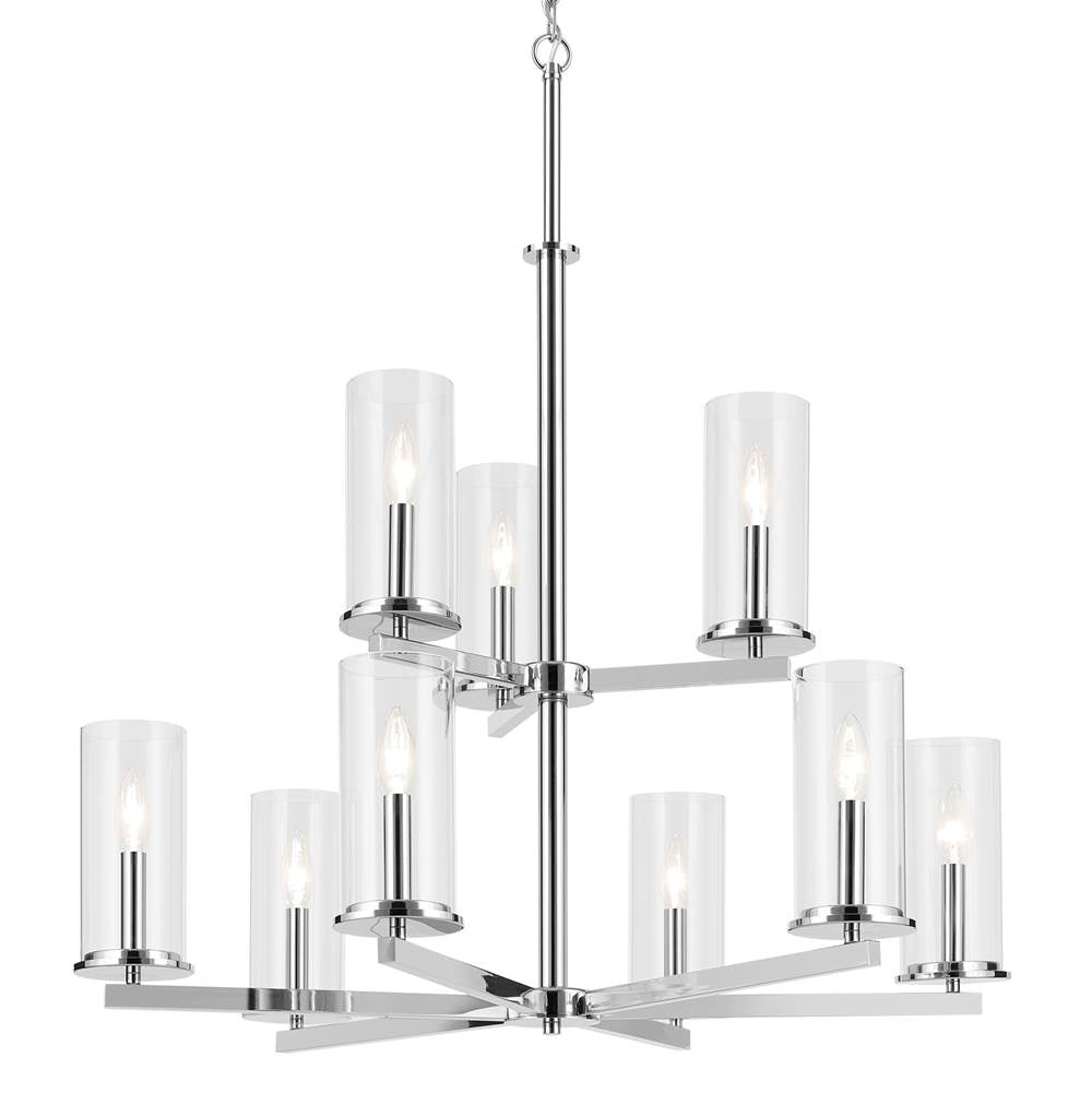 Kichler Lighting 44014CH Chrome Crosby 32.5'' 9-light 2-tier Chandelier With Clear Glass In Chrome Image 4