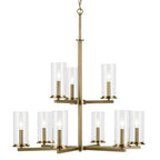 Kichler Lighting 44014NBR Natural Brass Crosby 32.5'' 9-light 2-tier Chandelier With Clear Glass In Natural Brass Image 3