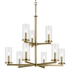 Kichler Lighting 44014NBR Natural Brass Crosby 32.5'' 9-light 2-tier Chandelier With Clear Glass In Natural Brass Image 4