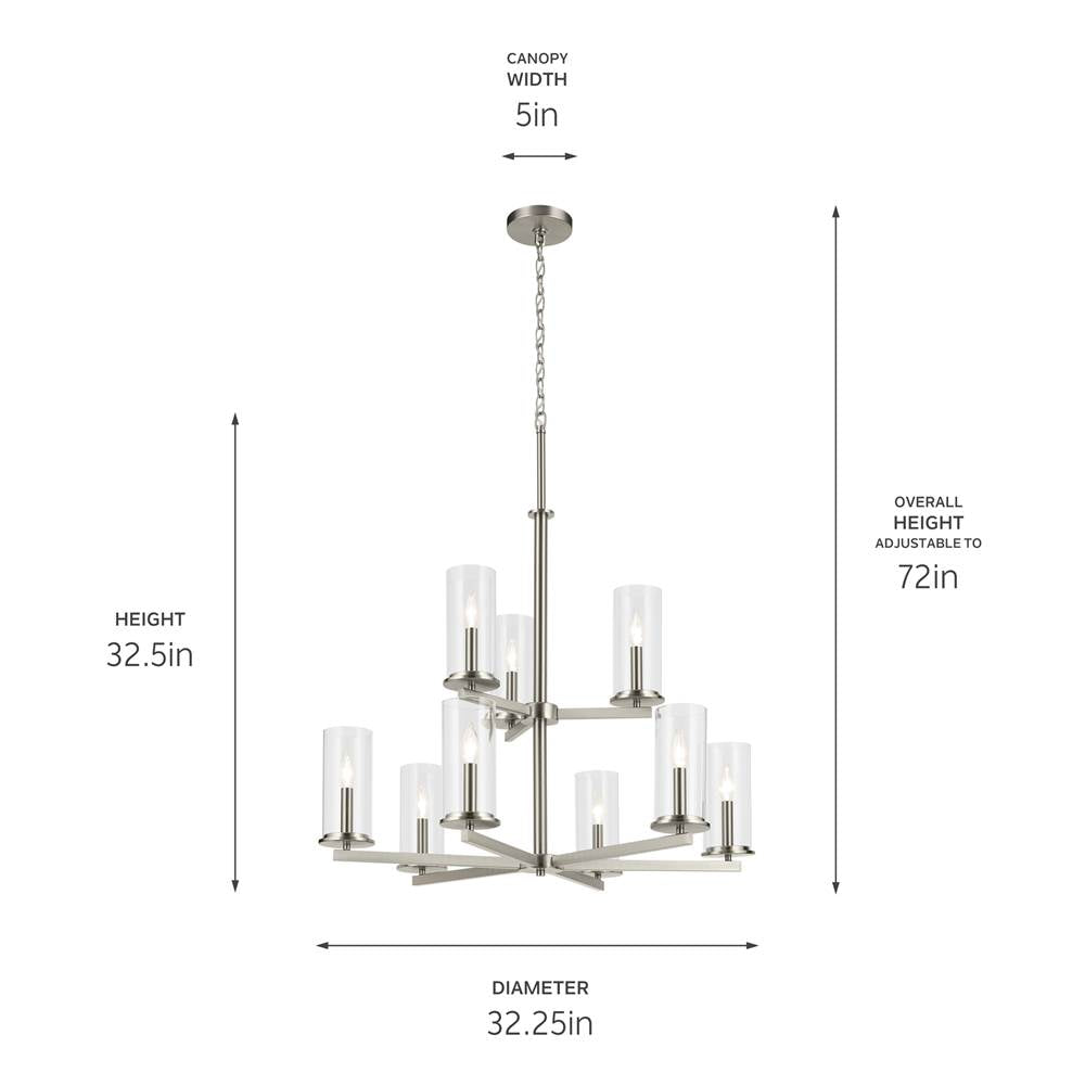 Kichler Lighting Crosby 32.5'' 9-light 2-tier Chandelier With Clear Glass In Black