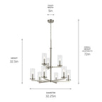 Kichler Lighting Crosby 32.5'' 9-light 2-tier Chandelier With Clear Glass In Black