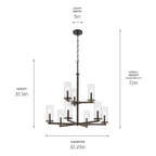 Kichler Lighting Crosby 32.5'' 9-light 2-tier Chandelier With Clear Glass In Black