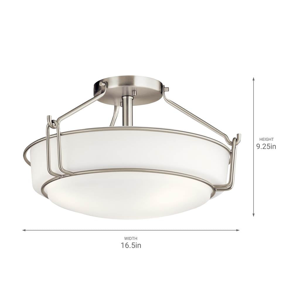 Kichler Lighting 44085NI Brushed Nickel Semi Flush 3lt Image 4