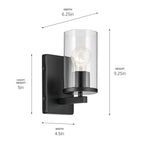 Kichler Lighting Crosby 4.5'' 1-light Wall Sconce With Satin Etched Cased Opal Glass In Black