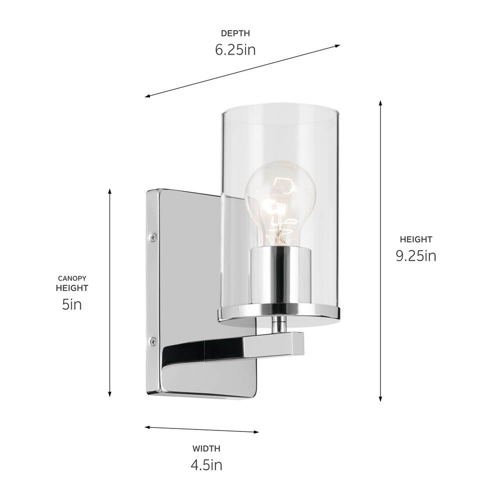 Kichler Lighting Crosby 4.5'' 1-light Wall Sconce With Satin Etched Cased Opal Glass In Black