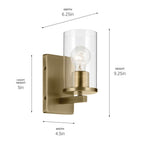 Kichler Lighting 45495NBRCLR Natural Brass Crosby 4.5'' 1-light Wall Sconce With Clear Glass In Natural Brass Image 2