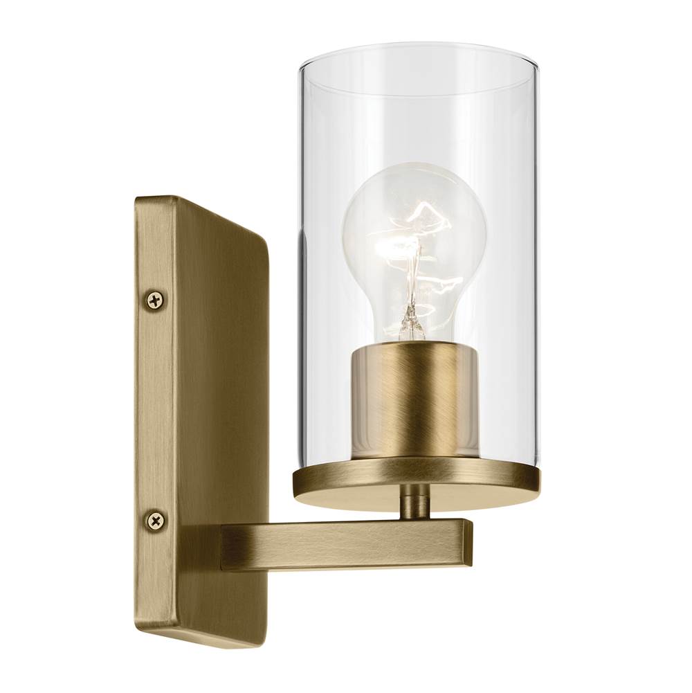Kichler Lighting 45495NBRCLR Natural Brass Crosby 4.5'' 1-light Wall Sconce With Clear Glass In Natural Brass Image 3