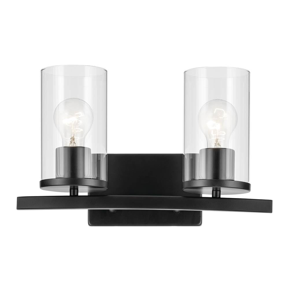 Kichler Lighting Crosby 15.25'' 2-light Vanity Light With Clear Glass In Black