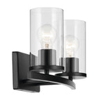 Kichler Lighting 45496BKCLR Black Crosby 15.25'' 2-light Vanity Light With Clear Glass In Black Image 3
