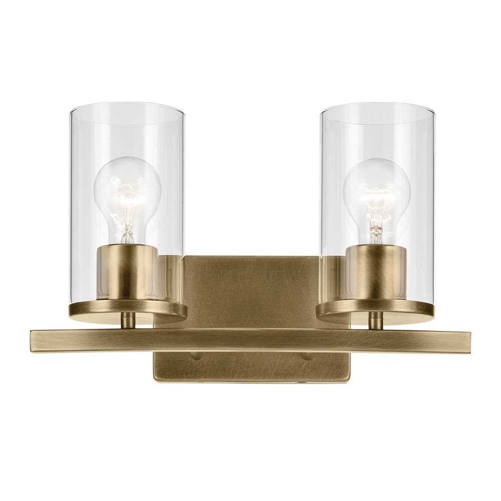 Kichler Lighting Crosby 15.25'' 2-light Vanity Light With Clear Glass In Black