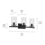 Kichler Lighting 45497BKCLR Black Crosby 23'' 3-light Vanity Light With Clear Glass In Black Image 2