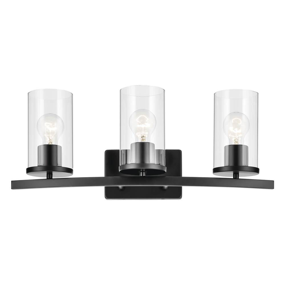 Kichler Lighting Crosby 23'' 3-light Vanity Light With Clear Glass In Black