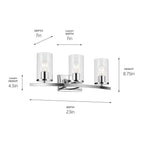 Kichler Lighting Crosby 23'' 3-light Vanity Light With Clear Glass In Black